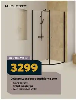 Megaflis Celeste Lucca buet dusjhjørne sort tilbud