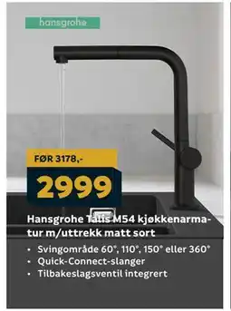 Megaflis Hansgrohe Talis M54 kjøkkenarmatur m/uttrekk matt sort tilbud