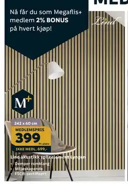 Megaflis Lind akustikk spileelement Lyngen tilbud