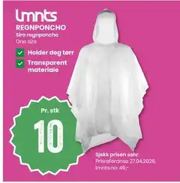 Sport Outlet REGNPONCHO tilbud
