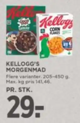 Meny Kellogg's morgenmad tilbud