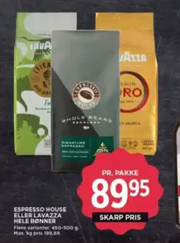 Meny ESPRESSO HOUSE ELLER LAVAZZA HELE BØNNER tilbud