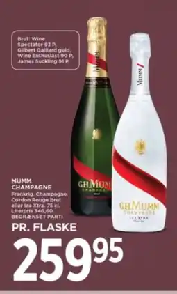 Meny Mumm champagne tilbud