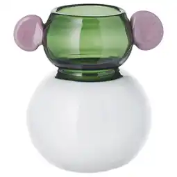 IKEA Ikea ps 2026 Vase, glass/hvit/grønn rosa, 15 cm tilbud