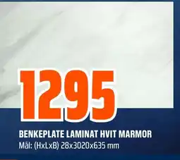 Coop Obs Benkeplate laminat hvit marmor tilbud