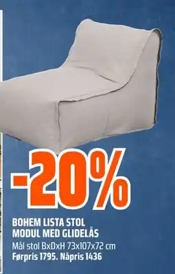 Coop Obs Bohem lista stol modul med glidelås tilbud