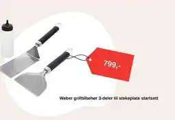 Montér Weber grilltilbehør 3-deler til stekeplate startsett tilbud