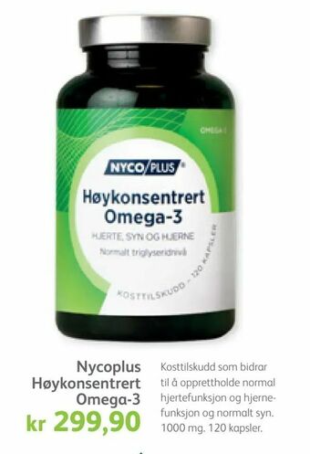 Vitusapotek Nycoplus Høykonsentrert Omega-3 tilbud