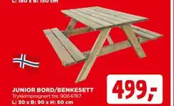 jem & fix JUNIOR BORD/BENKESETT tilbud