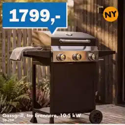Biltema Gassgrill, tre brennere, 10,5 kW tilbud