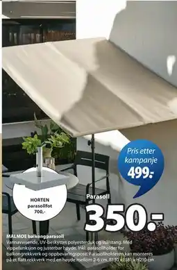 JYSK MALMOE balkongparasoll tilbud