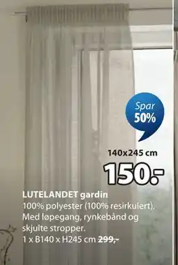 JYSK LUTELANDET gardin tilbud