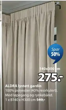 JYSK ALDRA lystett gardin tilbud