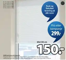 JYSK HVEN up & down plisségardin tilbud