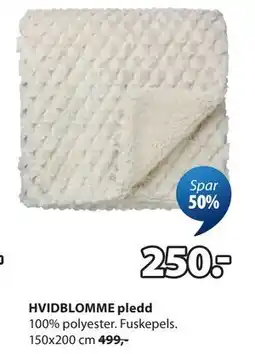 JYSK HVIDBLOMME pledd tilbud
