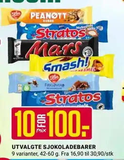 Europris UTVALGTE SJOKOLADEBARER tilbud