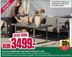 Europris BOSTON HJØRNESOFA MED BORD, ANTRASITT-GRÅ tilbud