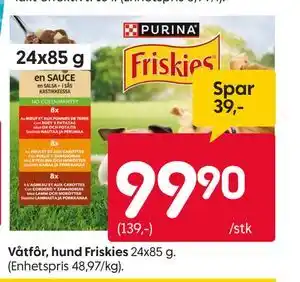 Rusta Våtfôr, hund Friskies tilbud