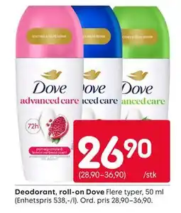 Rusta Deodorant, roll-on Dove tilbud
