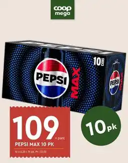 Coop Mega PEPSI MAX 10 PK tilbud