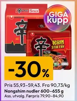 Gigaboks Nongshim nudler 600–655 g tilbud