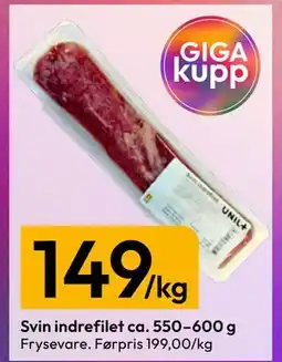 Gigaboks Svin indrefilet ca. 550–600 g tilbud