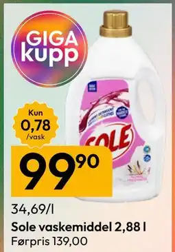 Gigaboks Sole vaskemiddel 2,88 l tilbud