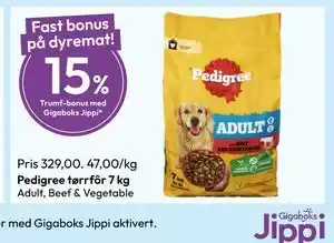 Gigaboks Pedigree tørrfôr 7 kg tilbud