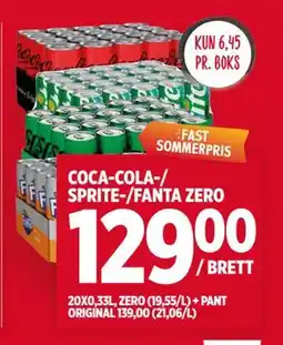 Meny COCA-COLA-/ SPRITE-/FANTA ZERO tilbud