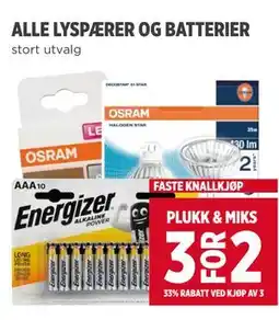 Meny ALLE LYSPÆRER OG BATTERIER tilbud