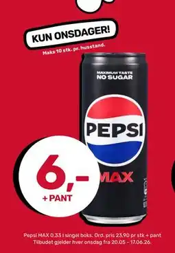 Matkroken Pepsi MAX 0,33 l tilbud