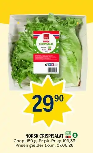 Coop Prix NORSK CRISPISALAT tilbud