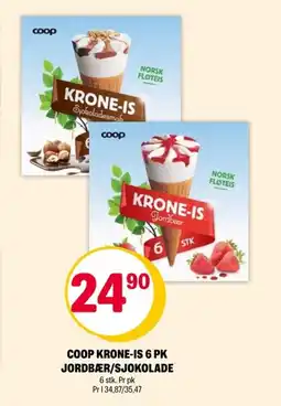 Coop Extra COOP Krone-is 6 pk jordbær/sjokolade tilbud