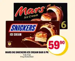 Coop Extra Mars og snickers ice cream bar 6 pk tilbud