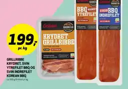 Bunnpris GRILSTAD Grillribbe krydret, svin ytrefilet bbq og svin indrefilet korean bbq tilbud