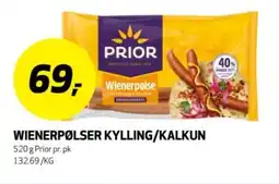 Bunnpris PRIOR Wienerpølser kylling/kalkun tilbud