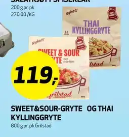 Bunnpris SWEET&SOUR-GRYTE OG THAI KYLLINGGRYTE tilbud