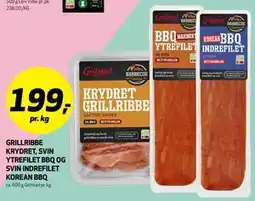 Bunnpris GRILLRIBBE KRYDRET, SVIN YTREFILET BBQ OG SVIN INDREFILET KOREAN BBQ tilbud