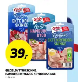 Bunnpris GILDE Løvtynn skinke, hamburgerrygg og krydderskinke tilbud