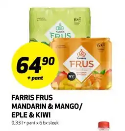 Bunnpris FARRIS Frus mandarin & mango/ eple & kiwi tilbud