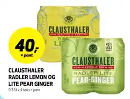 Bunnpris CLAUSTHALER Radler lemon og lite pear ginger tilbud