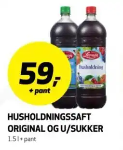 Bunnpris Husholdningssaft original og u/sukker tilbud