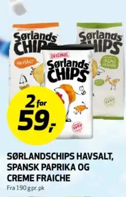 Bunnpris SØRLANDSCHIPS Havsalt, spansk paprika og creme fraiche tilbud