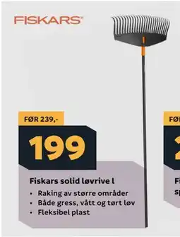 Megaflis Fiskars solid løvrive l tilbud