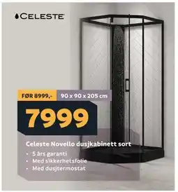 Megaflis Celeste Novello dusjkabinett sort tilbud