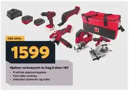 Megaflis Mjølner verktøysett m/bag 8 deler 18V tilbud