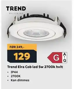 Megaflis Trend Eira Cob led 5w 2700k hvit tilbud