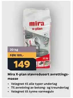 Megaflis Mira X-plan støvredusert avrettingsmasse tilbud
