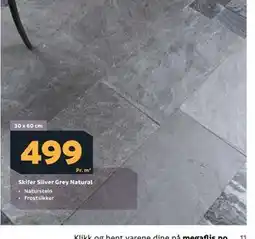 Megaflis Skifer Silver Grey Natural tilbud