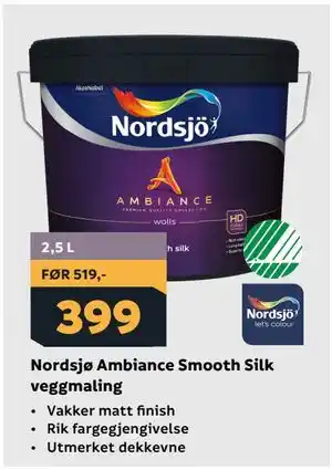 Megaflis Nordsjø Ambiance Smooth Silk veggmaling tilbud